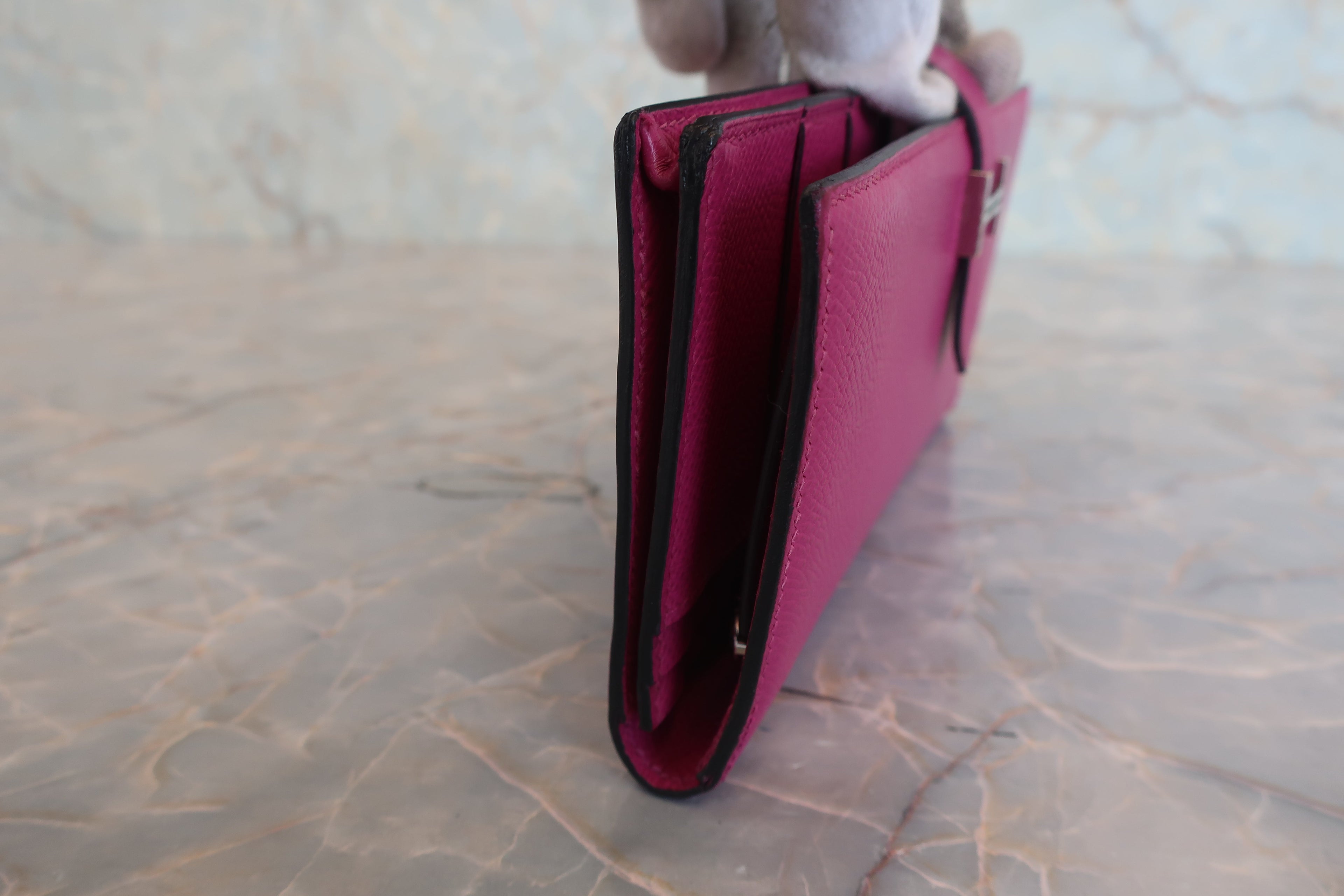 HERMES／エルメス ベアンスフレ ヴォーエプソン ローズパープル C刻印 財布 800020174