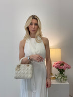 Christian Dior White Small Lady Dior Bag in Cannage Lambskin 2017
