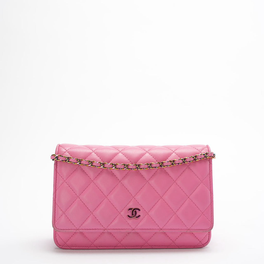 Chanel Classic Wallet on Chain (woc) Pink Yellow 2021