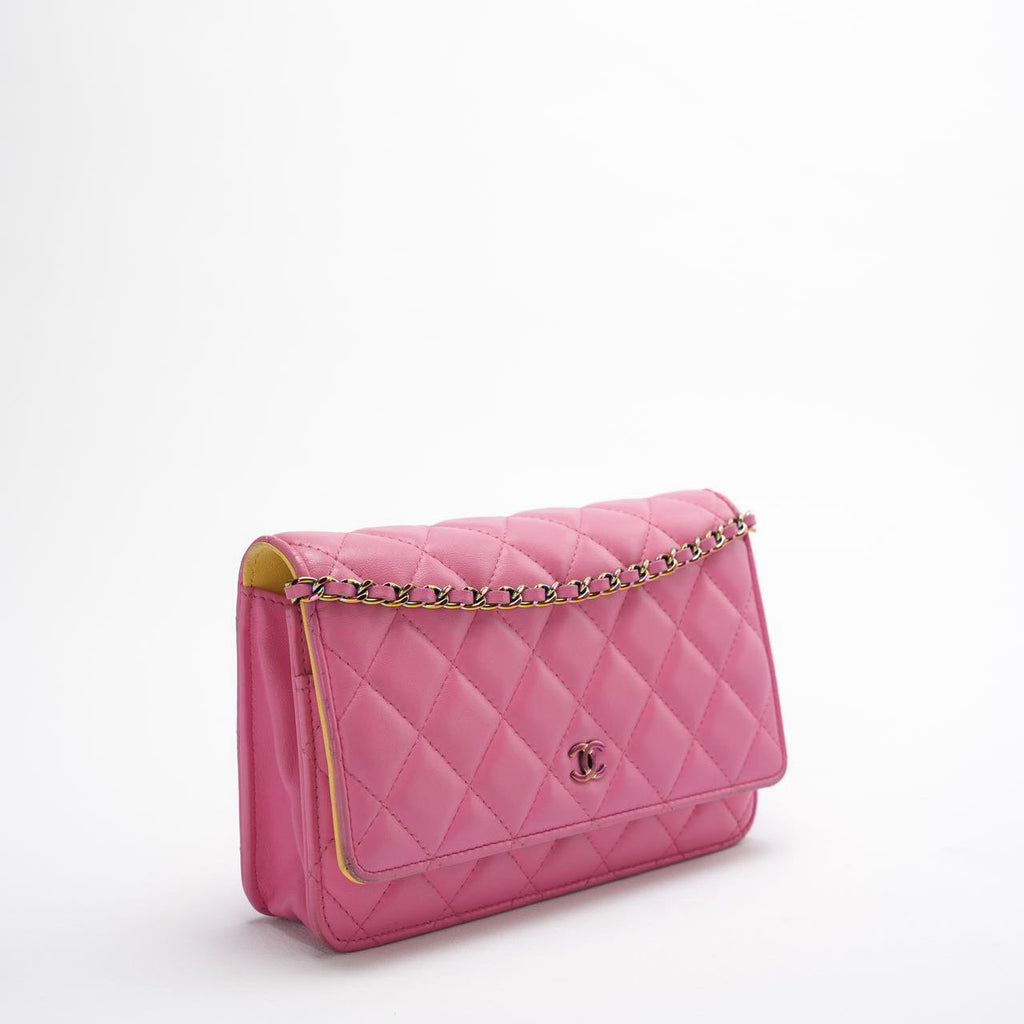 Chanel Classic Wallet on Chain (woc) Pink Yellow 2021