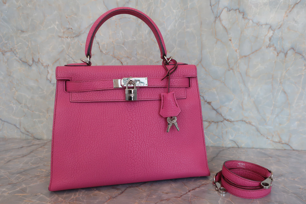 HERMES／エルメス ケリー28 シェーブル フューシャピンク □J刻印 ショルダーバッグ 800040161