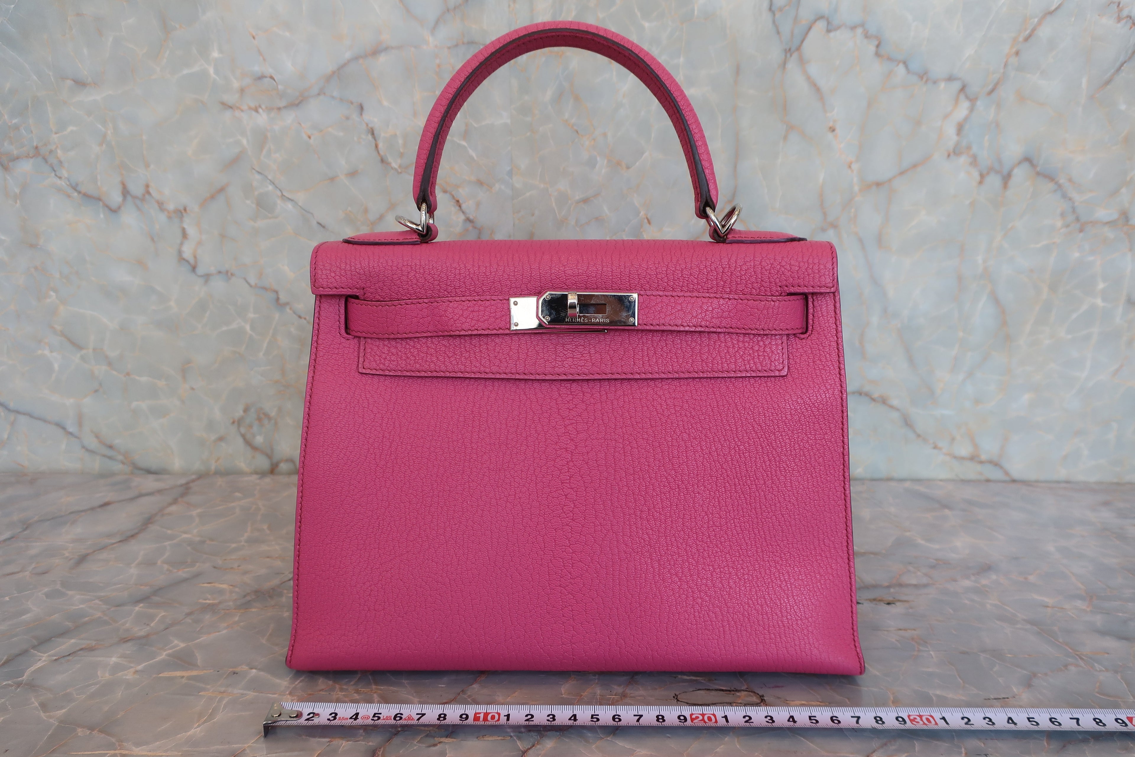 HERMES／エルメス ケリー28 シェーブル フューシャピンク □J刻印 ショルダーバッグ 800040161