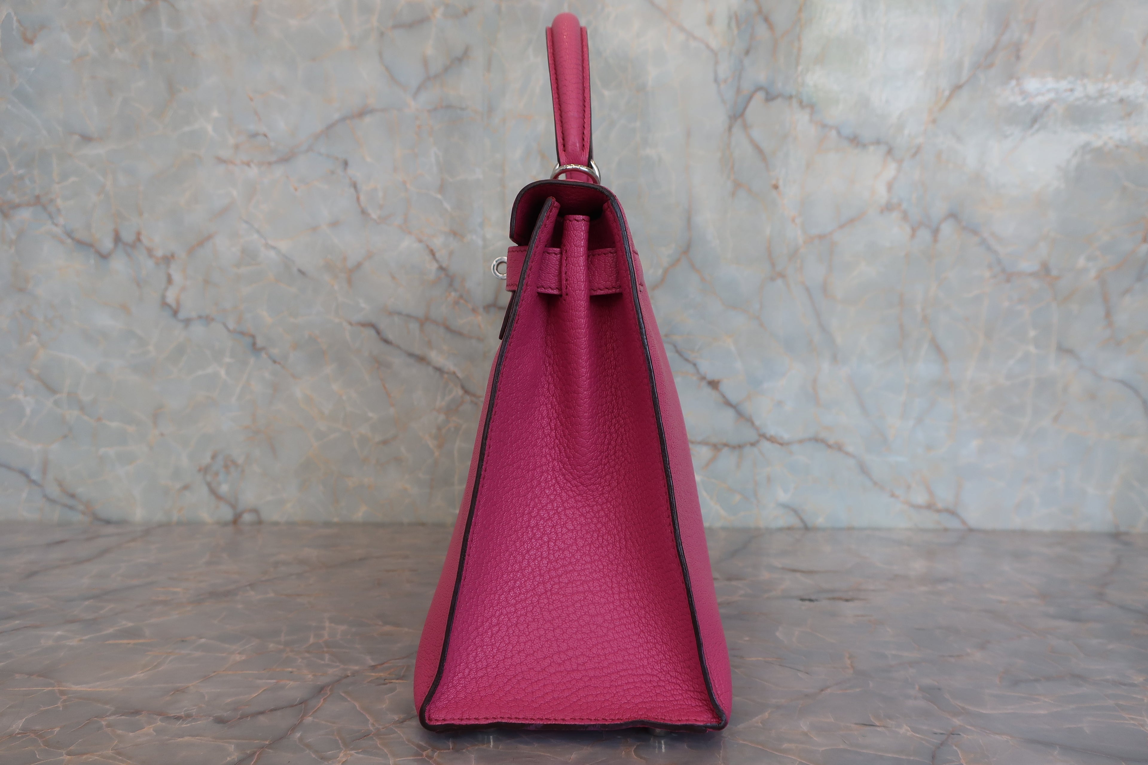HERMES／エルメス ケリー28 シェーブル フューシャピンク □J刻印 ショルダーバッグ 800040161