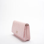Chanel Wallet on Chain (WOC) Barbie Pink with Pearl Strap