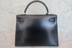HERMES／エルメス ケリー32 ボックスカーフ ブラック 〇J刻印 ハンドバッグ 800030103