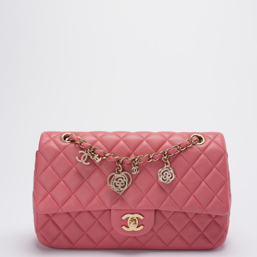 Chanel Classic Medium Flap Bag Valentine’s Edition in Pink Lambskin with Gold Hardware