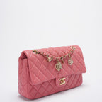 Chanel Classic Medium Flap Bag Valentine’s Edition in Pink Lambskin with Gold Hardware