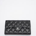 Chanel Black Caviar Classic Long Flap Wallet