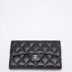 Chanel Black Caviar Classic Long Flap Wallet