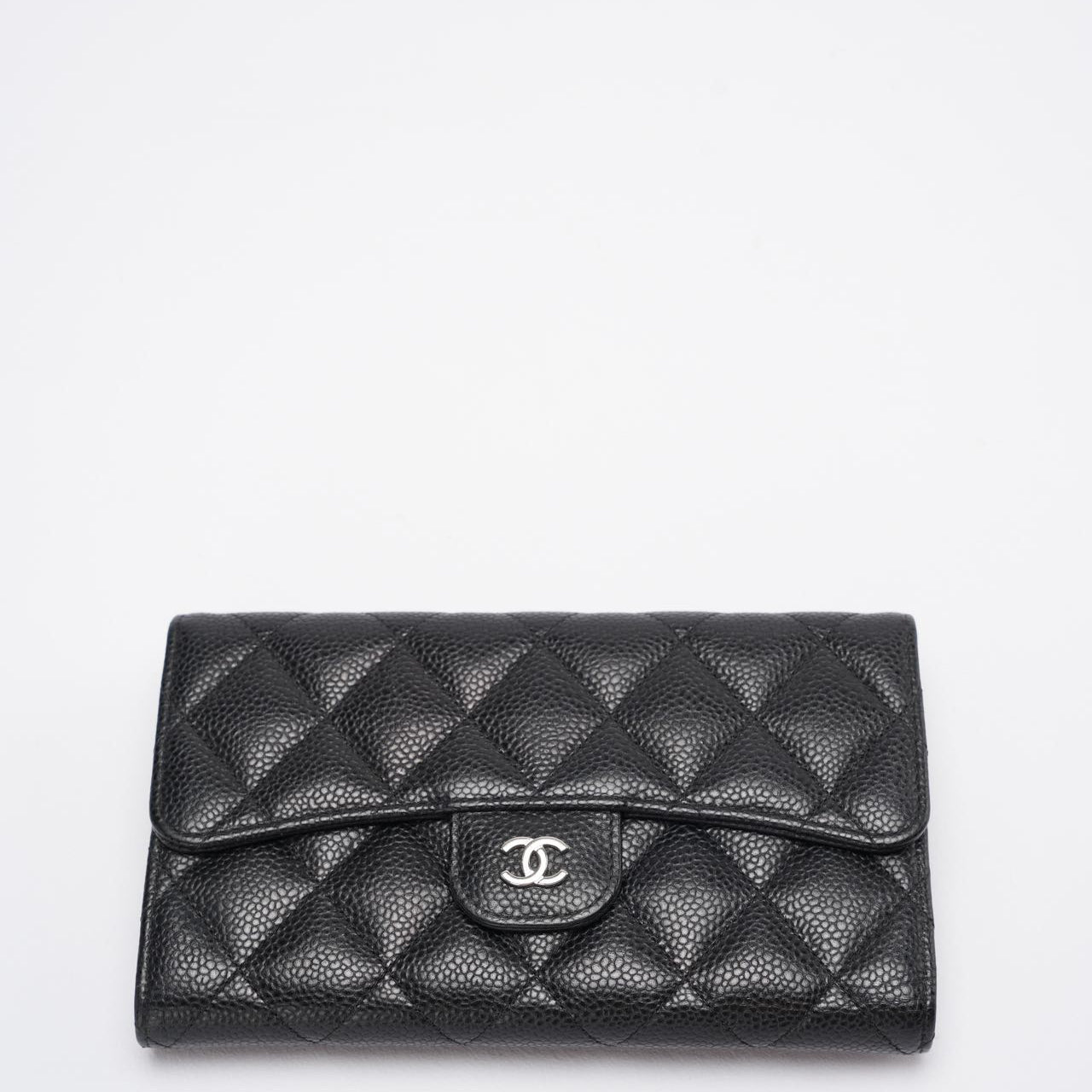 Chanel Black Caviar Classic Long Flap Wallet
