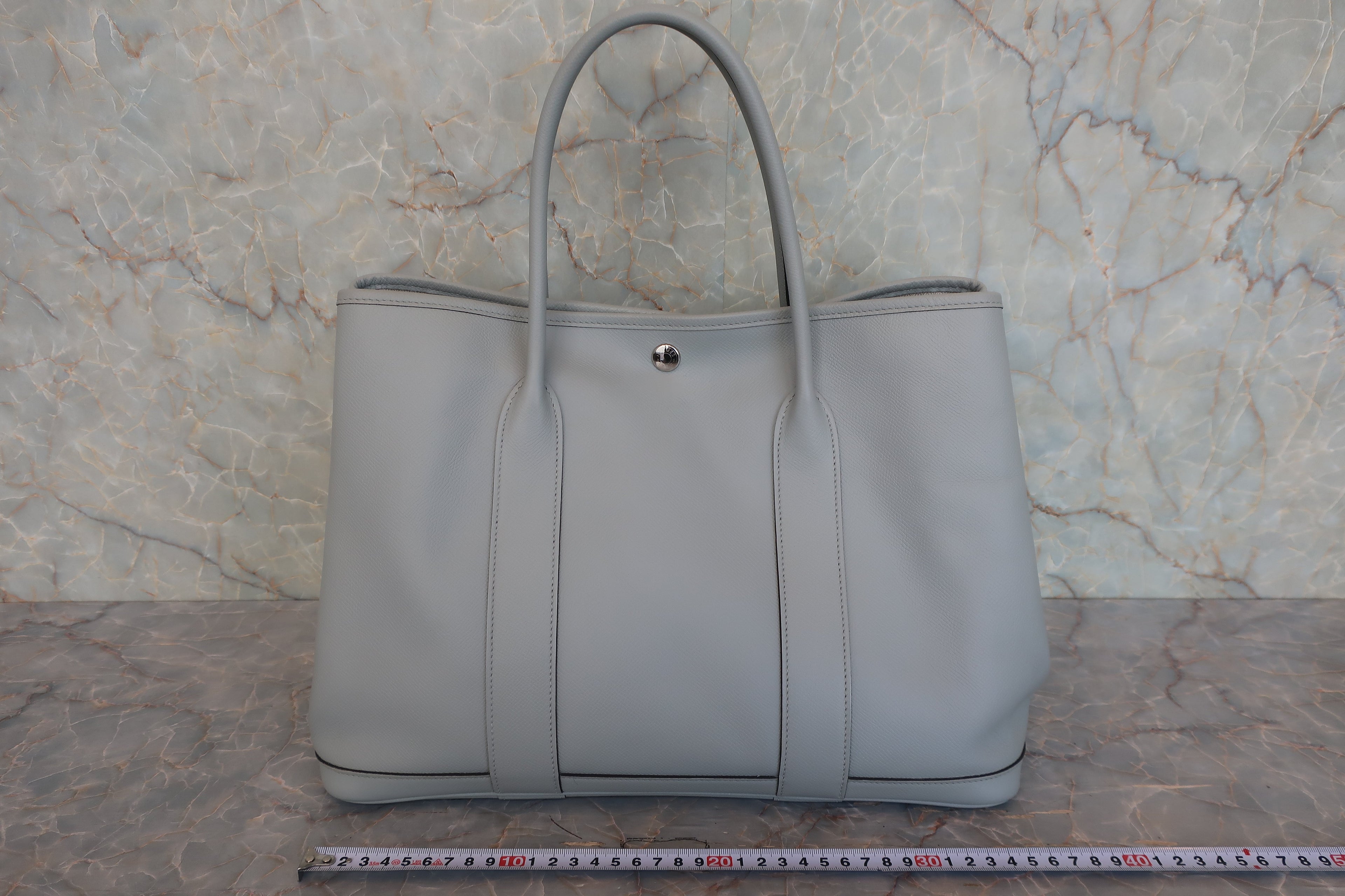 HERMES／エルメス ガーデンパーティPM ヴォーエプソン ブルーペール A刻印 トートバッグ 800020162