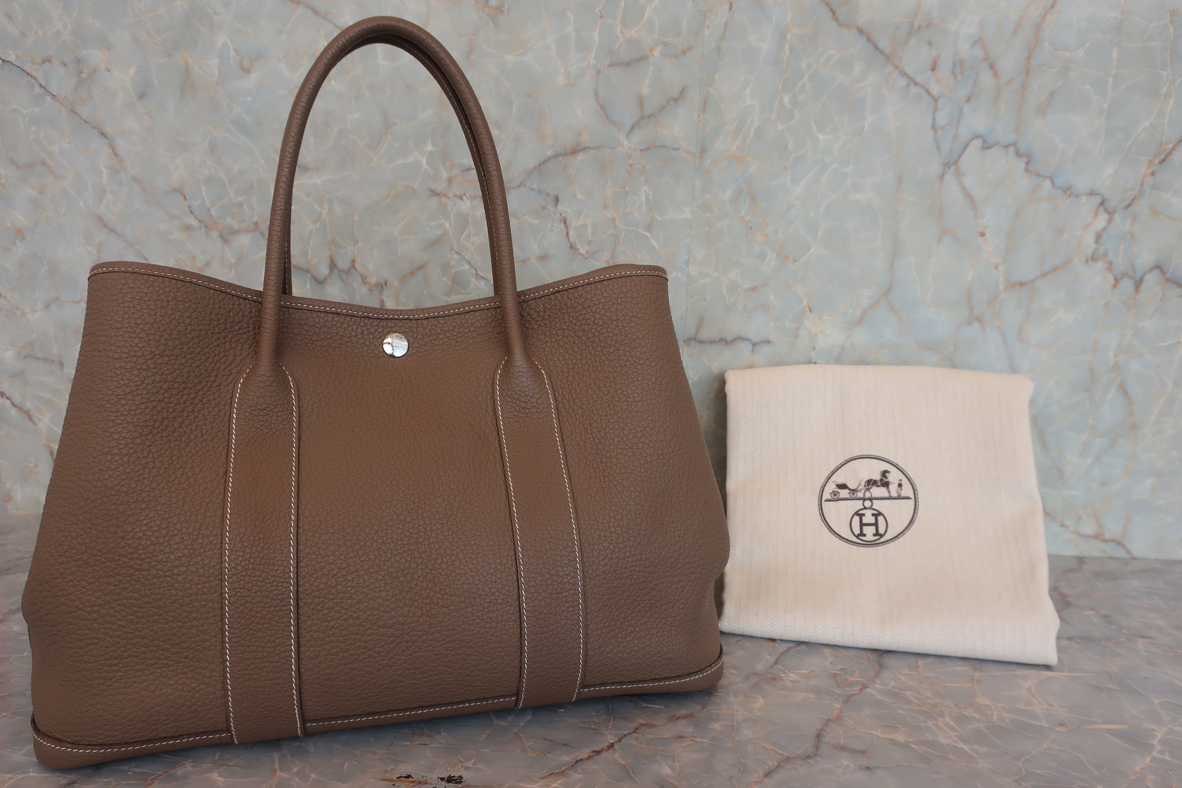 HERMES／エルメス ガーデンパーティPM ネゴンダ エトゥープ D刻印 トートバッグ 800030166