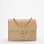Chanel Vintage Classic Mini Square Bag Beige 24k Gold