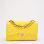 Chanel Classic Jumbo Double Flap Yellow Lambskin 2011
