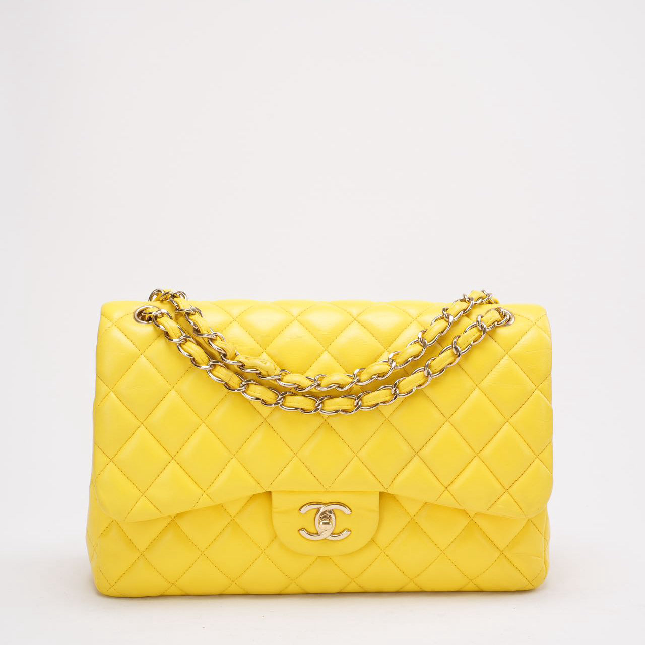 Chanel Classic Jumbo Double Flap Yellow Lambskin 2011