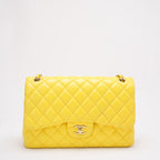 Chanel Classic Jumbo Double Flap Yellow Lambskin 2011