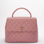 Chanel Vintage Kelly Top Handle Flap Bag Barbie Pink Caviar 2005