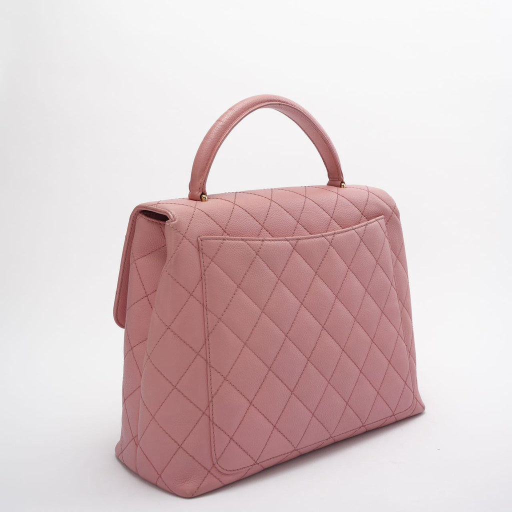 Chanel Vintage Kelly Top Handle Flap Bag Barbie Pink Caviar 2005