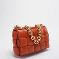 Bottega Veneta Camel CIntrecciato Padded Chain Cassette Bag