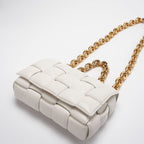 Bottega Veneta White Padded Chain Cassette Crossbody Bag Lambskin Leather