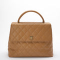 Chanel Vintage Kelly Top Handle Flap Bag Beige Caviar