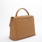 Chanel Vintage Kelly Top Handle Flap Bag Beige Caviar