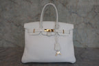 HERMES／エルメス バーキン35 トリヨンクレマンス ホワイト □F刻印 ハンドバッグ 800020018
