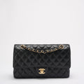 Chanel Black Medium Classic Double Flap Quilted Caviar 2016