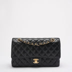Chanel Black Medium Classic Double Flap Quilted Caviar 2016