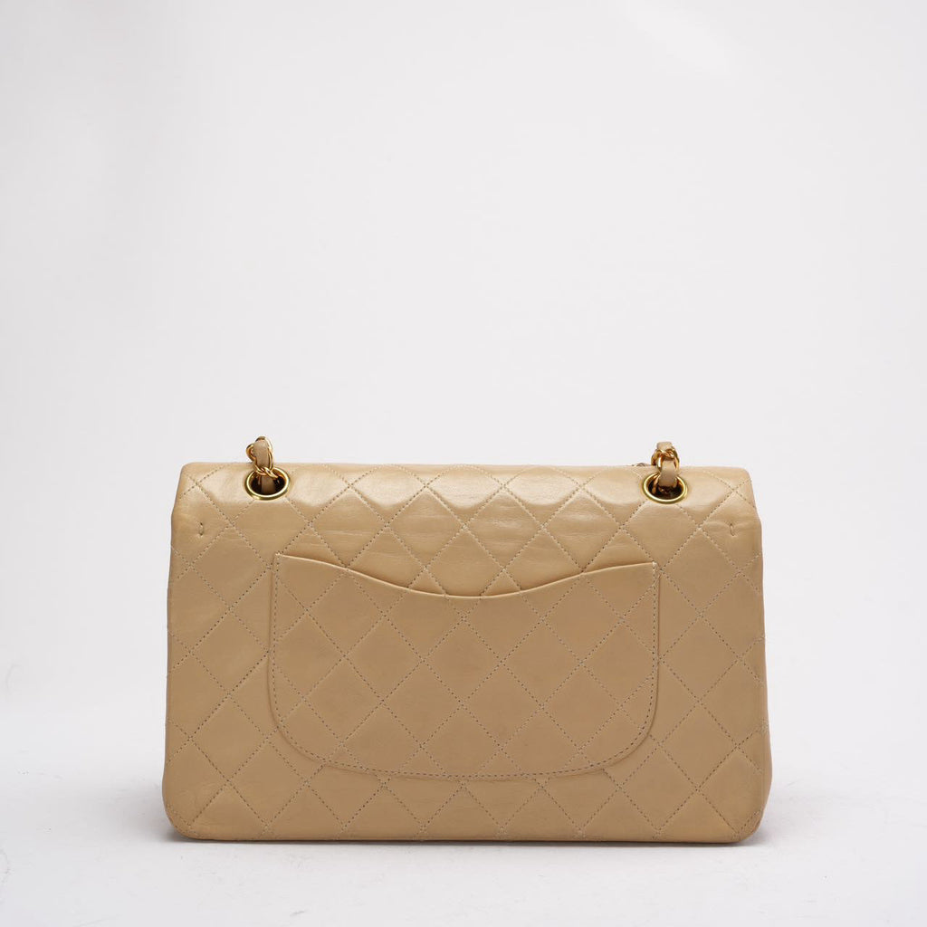 Chanel Vintage Beige Lambskin Medium Double Flap 1997