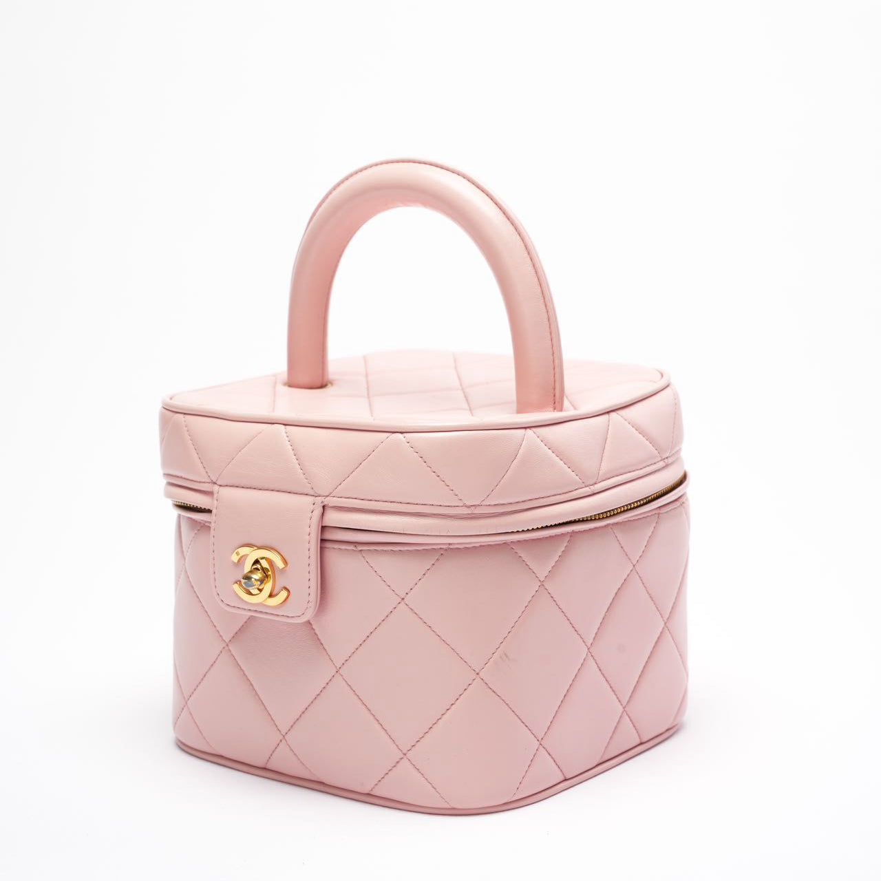 Chanel Vintage Vanity Case Barbie Pink Big Cc Logo