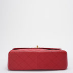 Chanel Vintage Red Classic Timeless Double Flap Bag with 24K Gold Hardware Double Side