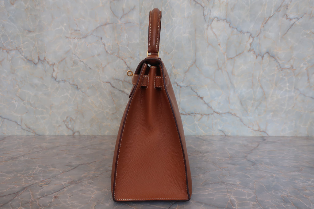 HERMES／エルメス ケリー28 クシュベル ゴールド 〇U刻印 ショルダーバッグ 800030101