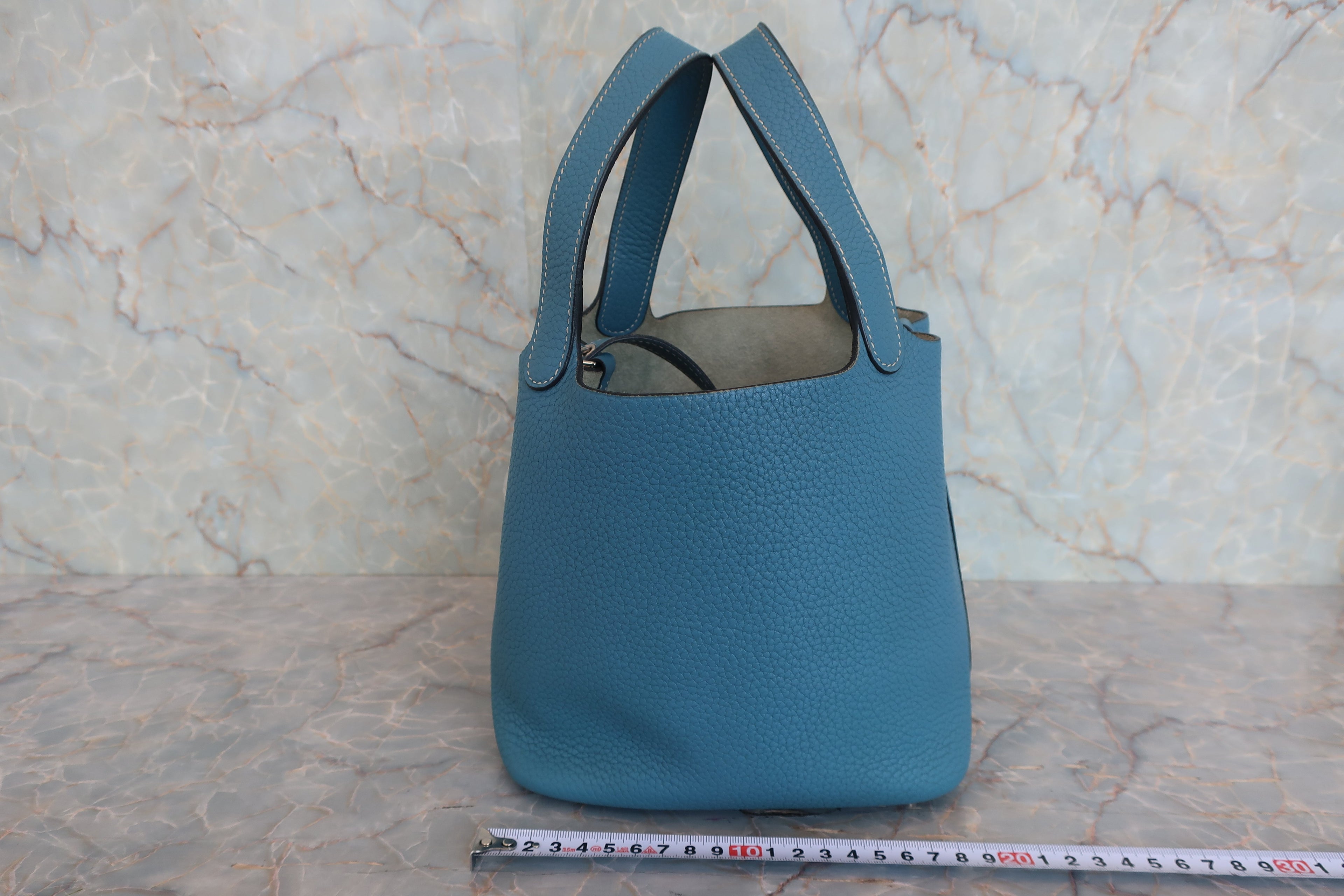 HERMES／エルメス ピコタンロックＰＭ トリヨンクレマンス ブルージーン □R刻印 ハンドバッグ 800050043