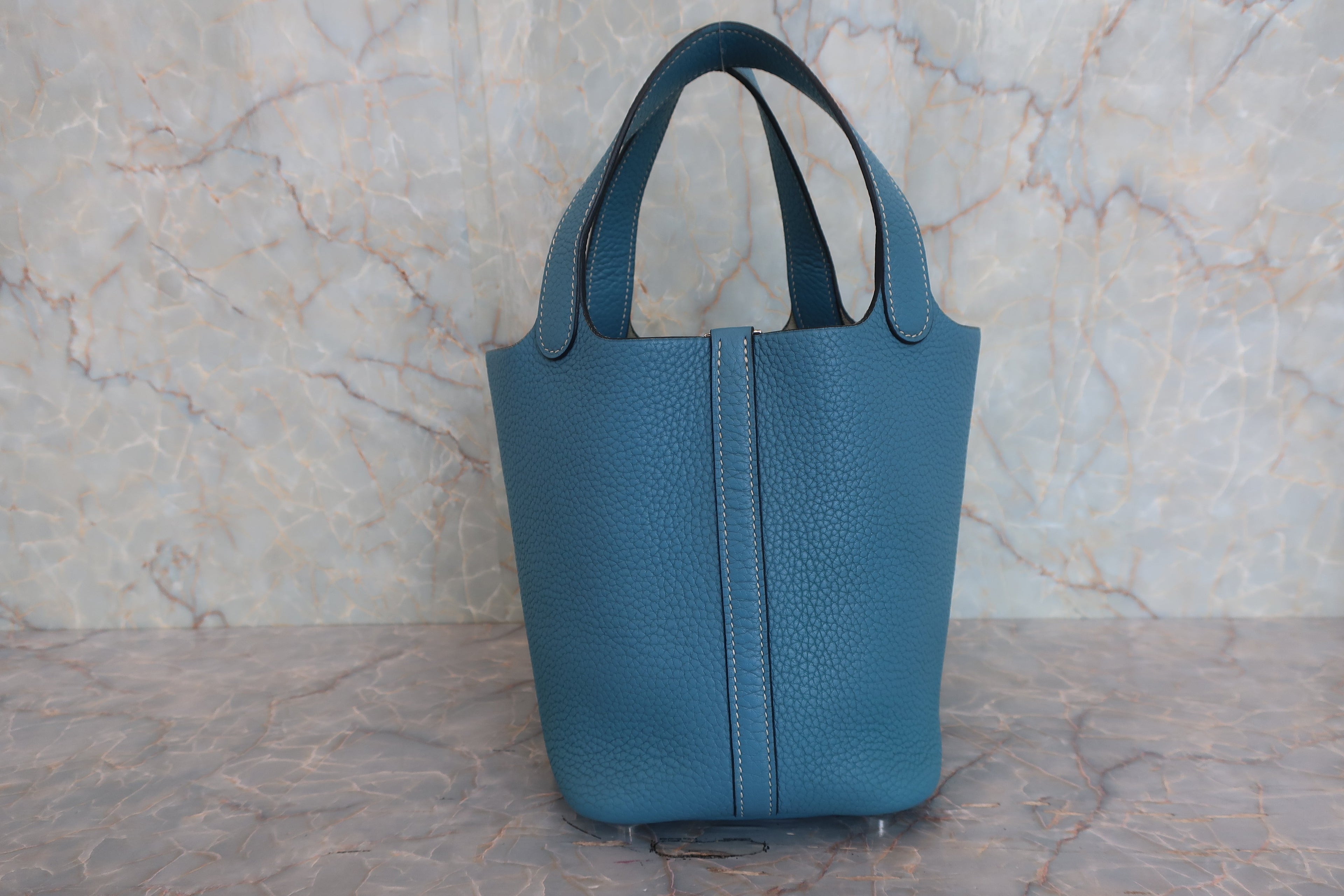 HERMES／エルメス ピコタンロックＰＭ トリヨンクレマンス ブルージーン □R刻印 ハンドバッグ 800050043
