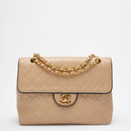 Chanel Vintage Two-Tone Timeless Flap Bag Black Beige
