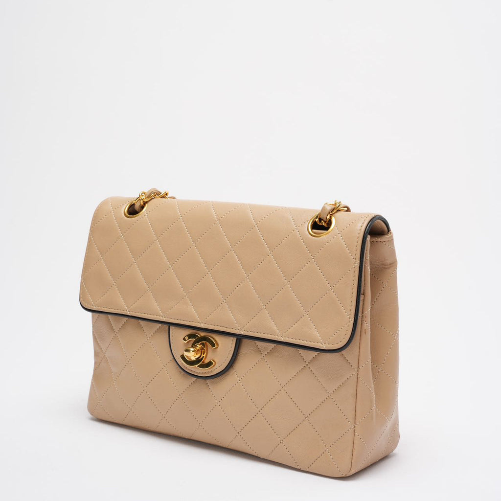 Chanel Vintage Two-Tone Timeless Flap Bag Black Beige
