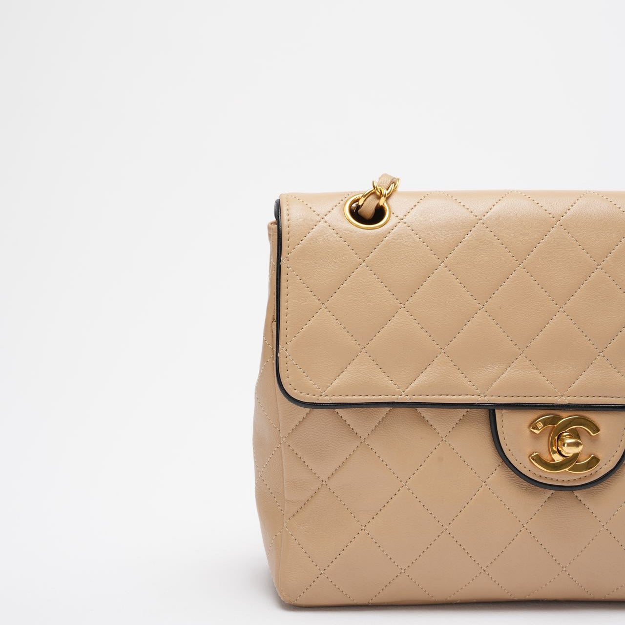 Chanel Vintage Two-Tone Timeless Flap Bag Black Beige