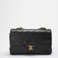 Chanel Vintage Classic Timeless Flap Bag Black Lambskin with 24K Gold Hardware (Rare)