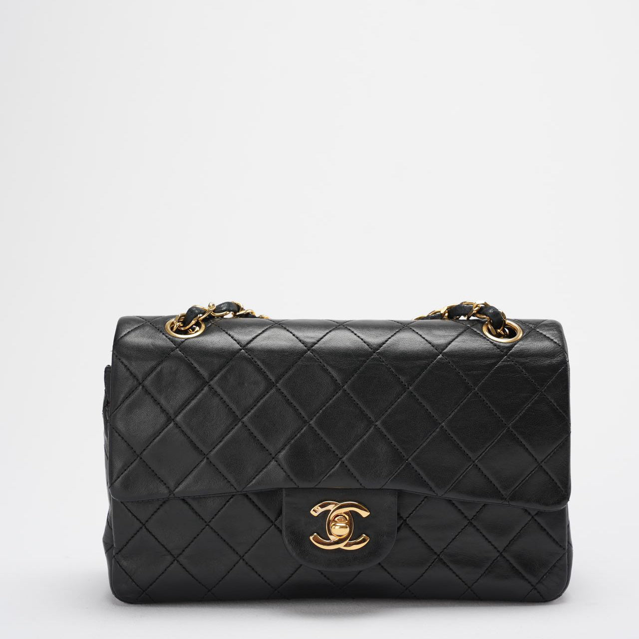 Chanel Vintage Classic Timeless Flap Bag Black Lambskin with 24K Gold Hardware (Rare)