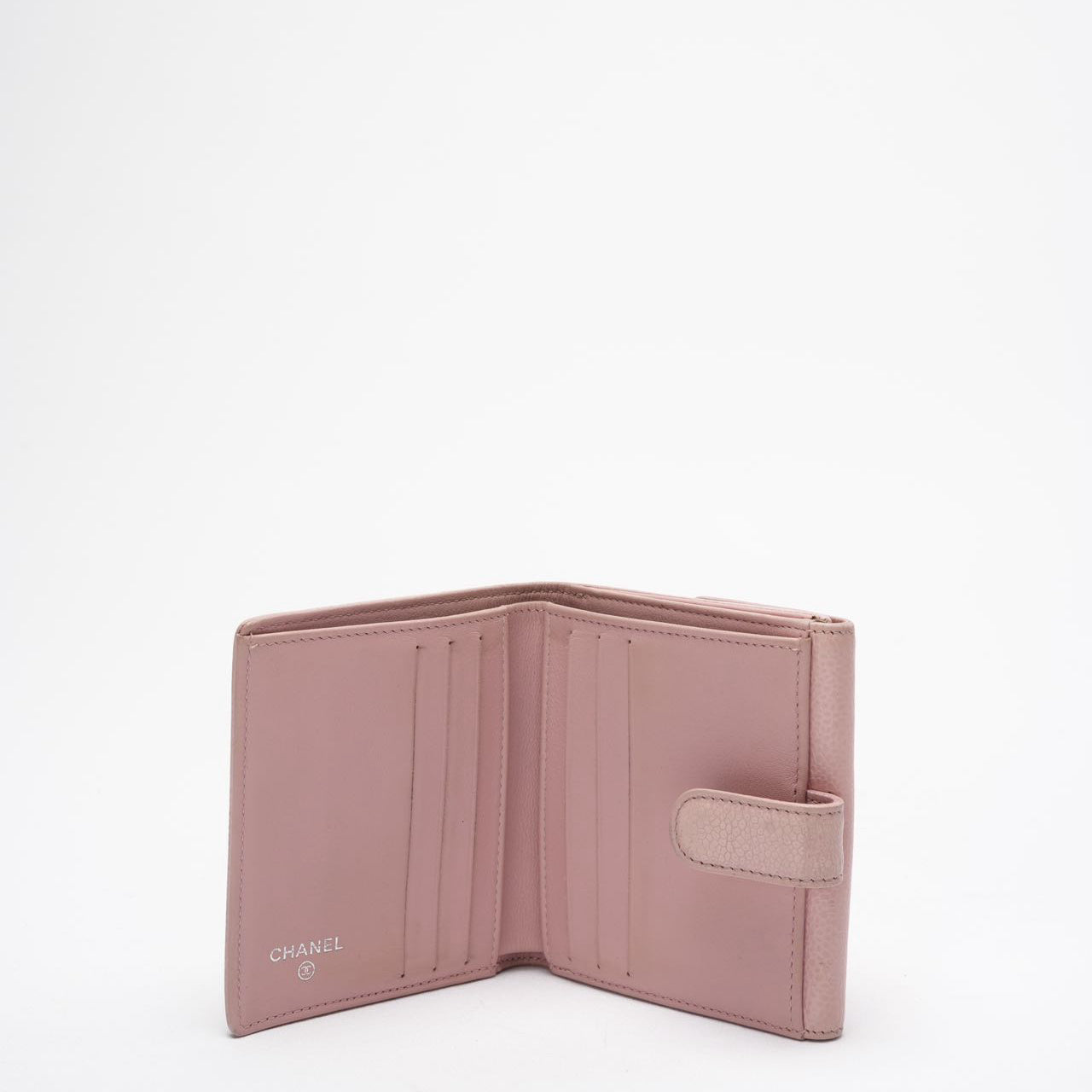 Chanel Pink Timeless CC Compact Wallet Caviar