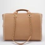 Chanel Deauville Tote Bag in Camel Calfskin Knit with Gold-Tone Hardware Medium
