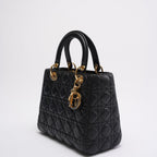 Christian Dior Black Medium Lady Dior Cannage Bag Lambskin 2019