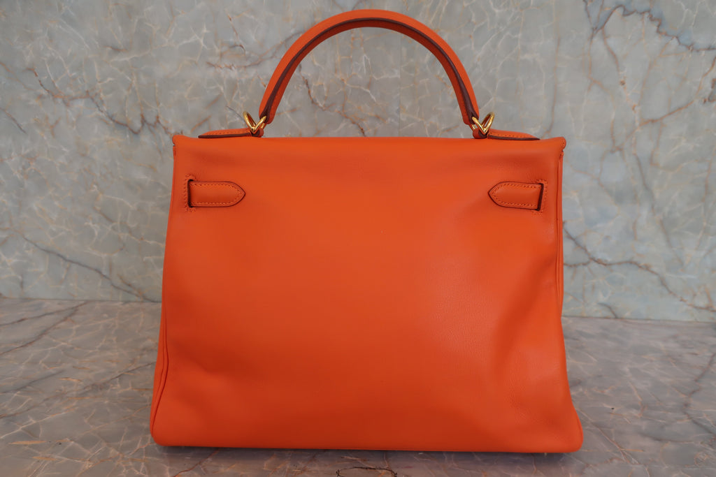 HERMES／エルメス ケリー32 ヴォーガリバー オレンジ □D刻印 ショルダーバッグ 800020105