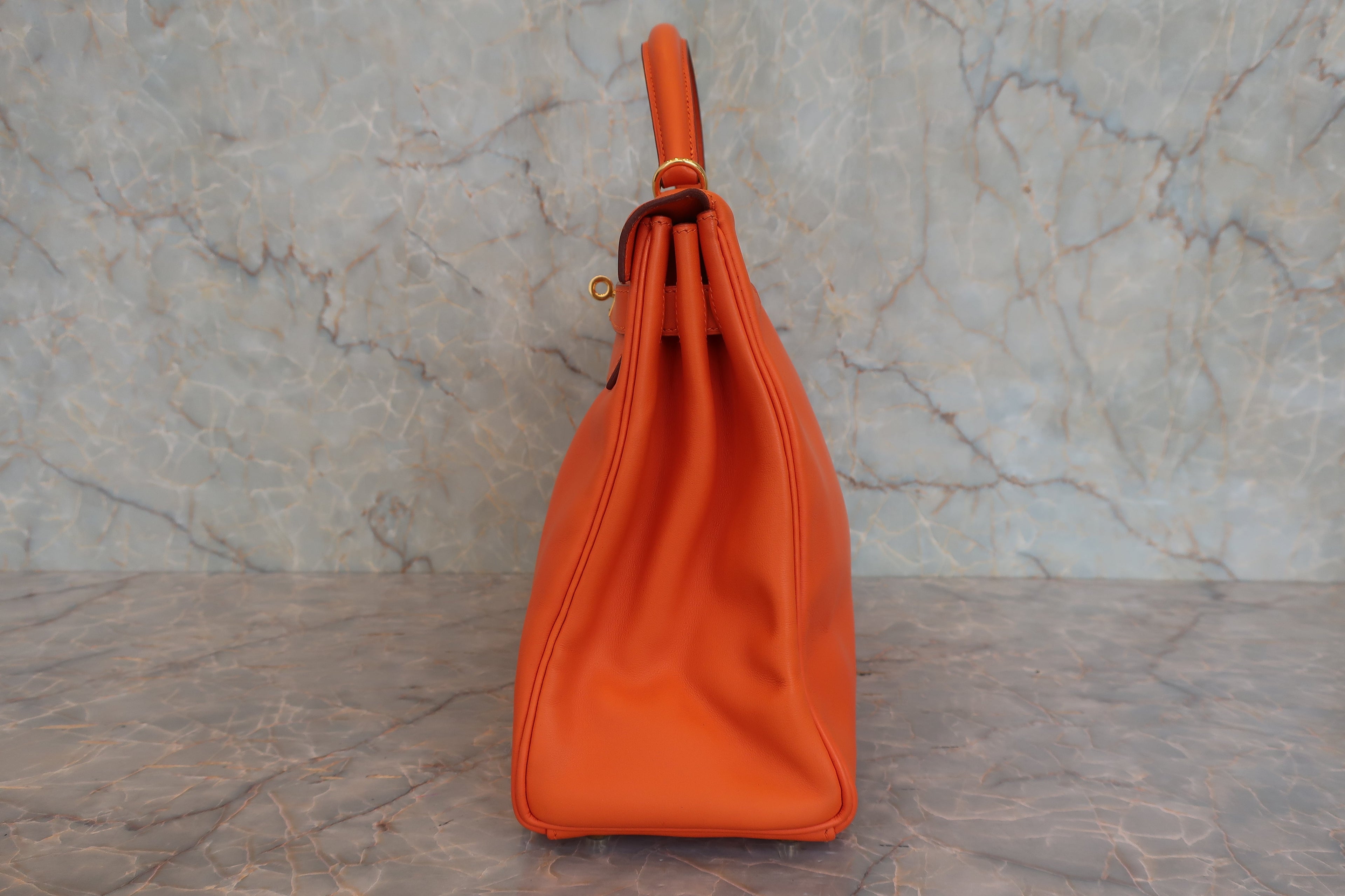 HERMES／エルメス ケリー32 ヴォーガリバー オレンジ □D刻印 ショルダーバッグ 800020105