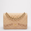 Chanel Classic Jumbo Double Flap Bag Beige Lambskin