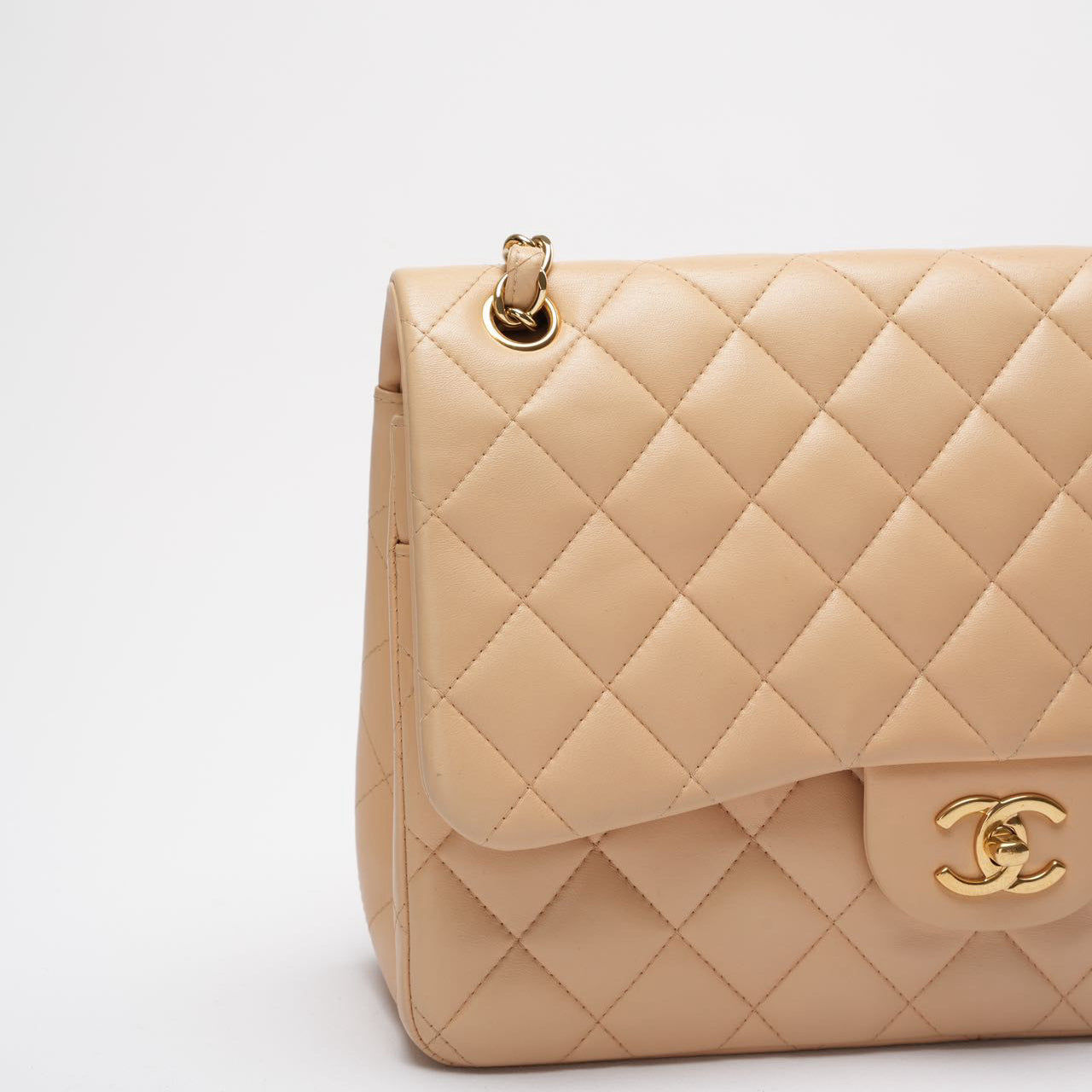 Chanel Classic Jumbo Double Flap Bag Beige Lambskin