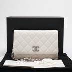Chanel Wallet on Chain Timeless/Classique Leather Crossbody Bag in White with Silver Crystal Hardware