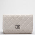 Chanel Wallet on Chain Timeless/Classique Leather Crossbody Bag in White with Silver Crystal Hardware