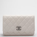 Chanel Wallet on Chain Timeless/Classique Leather Crossbody Bag in White with Silver Crystal Hardware